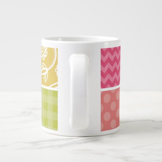 Zigzag, Zickzack, Polka Dots, Gingham, Patchwork Jumbo-Tasse (Rückseite)