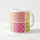 Zigzag, Zickzack, Polka Dots, Gingham, Patchwork Jumbo-Tasse (Vorderseite Rechts)