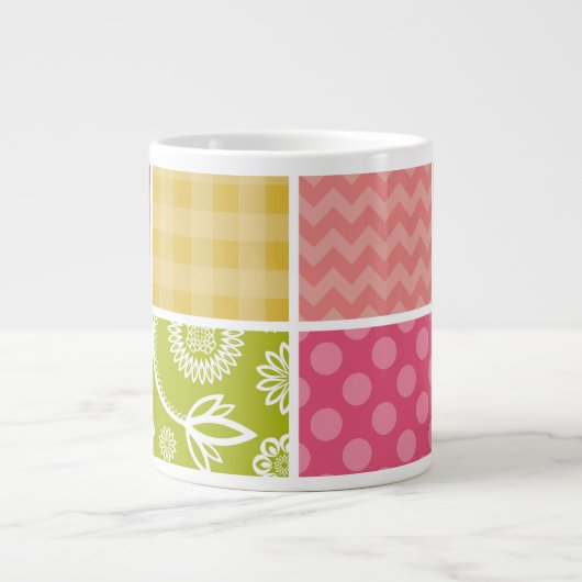 Zigzag, Zickzack, Polka Dots, Gingham, Patchwork Jumbo-Tasse (Vorderseite)