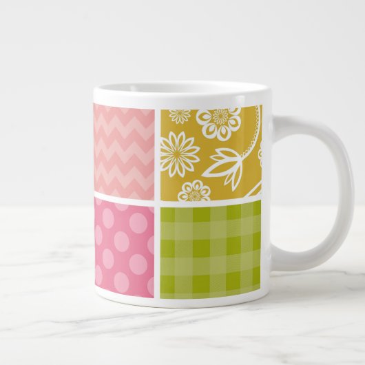 Zigzag, Zickzack, Polka Dots, Gingham, Patchwork Jumbo-Tasse (Rechts)