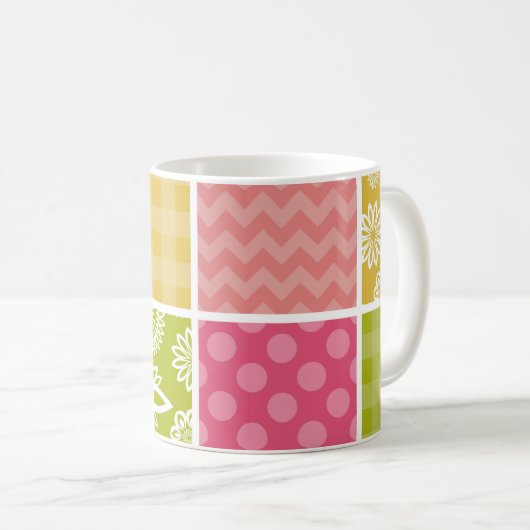 Zigzag, Zickzack, Polka Dots, Gingham, Patchwork Kaffeetasse (VorderseiteRechts)