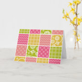 Zigzag, Zickzack, Polka Dots, Gingham, Patchwork Karte (Gelbe Blume)