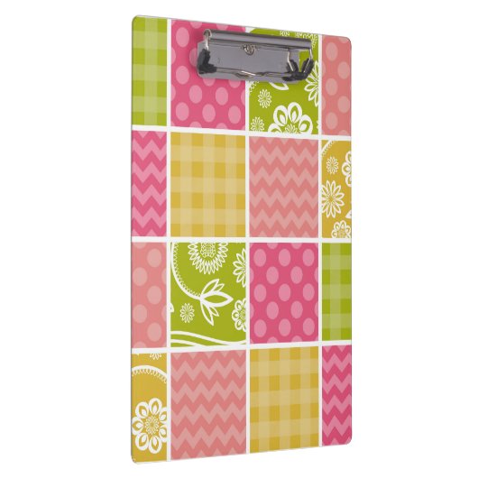Zigzag, Zickzack, Polka Dots, Gingham, Patchwork Klemmbrett (Rechts)