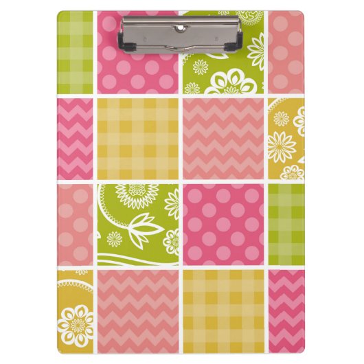Zigzag, Zickzack, Polka Dots, Gingham, Patchwork Klemmbrett (Vorderseite)