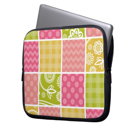 Zigzag, Zickzack, Polka Dots, Gingham, Patchwork Laptopschutzhülle (Vorderseite Links)