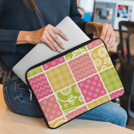 Zigzag, Zickzack, Polka Dots, Gingham, Patchwork Laptopschutzhülle