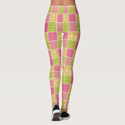 Zigzag, Zickzack, Polka Dots, Gingham, Patchwork Leggings (Rückseite)