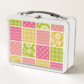 Zigzag, Zickzack, Polka Dots, Gingham, Patchwork Metall Brotdose (Vorderseite)