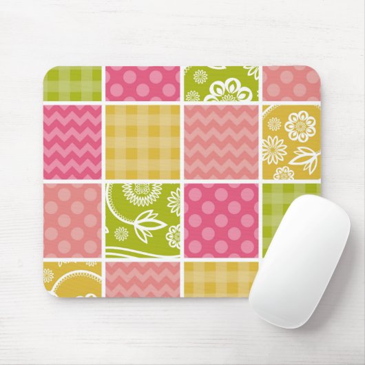 Zigzag, Zickzack, Polka Dots, Gingham, Patchwork Mousepad (Mit Mouse)