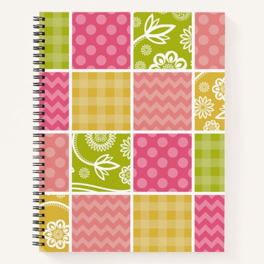 Zigzag, Zickzack, Polka Dots, Gingham, Patchwork Notizblock (Vorderseite)