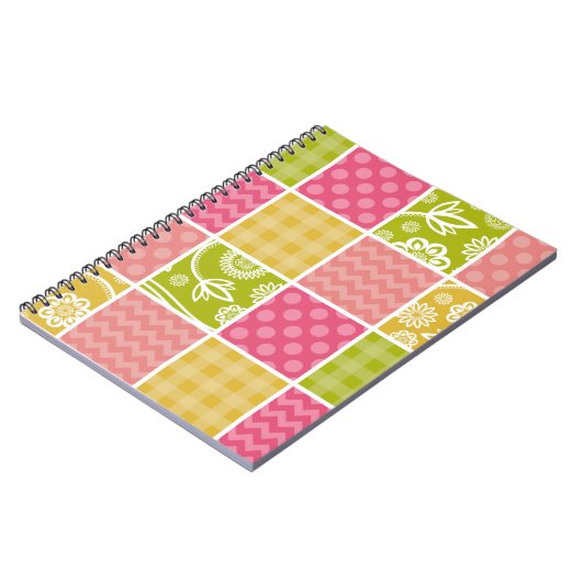 Zigzag, Zickzack, Polka Dots, Gingham, Patchwork Notizblock (Linke Seite)