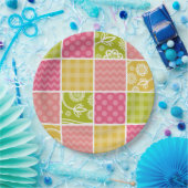 Zigzag, Zickzack, Polka Dots, Gingham, Patchwork Pappteller (Party)
