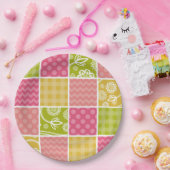 Zigzag, Zickzack, Polka Dots, Gingham, Patchwork Pappteller (Party)