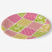 Zigzag, Zickzack, Polka Dots, Gingham, Patchwork Pappteller (Schrägansicht)