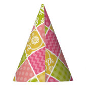 Zigzag, Zickzack, Polka Dots, Gingham, Patchwork Partyhütchen (Rückseite)