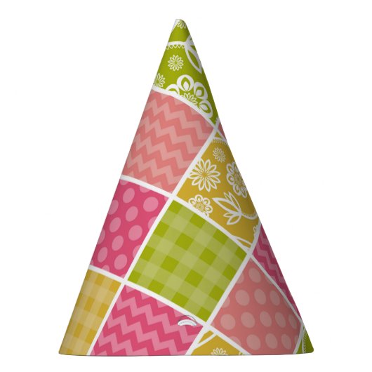 Zigzag, Zickzack, Polka Dots, Gingham, Patchwork Partyhütchen (Rechts)