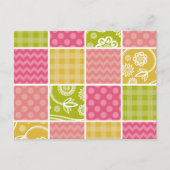 Zigzag, Zickzack, Polka Dots, Gingham, Patchwork Postkarte (Vorderseite)
