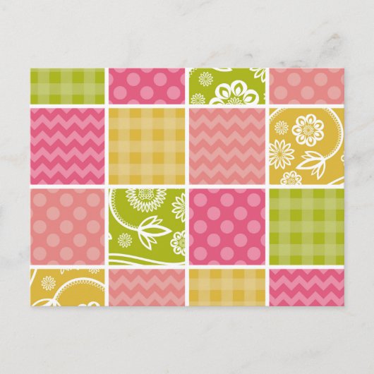Zigzag, Zickzack, Polka Dots, Gingham, Patchwork Postkarte (Vorderseite)