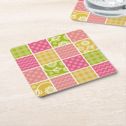 Zigzag, Zickzack, Polka Dots, Gingham, Patchwork Rechteckiger Pappuntersetzer (angewinkelt)