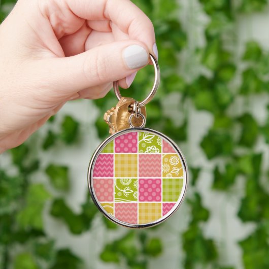 Zigzag, Zickzack, Polka Dots, Gingham, Patchwork Schlüsselanhänger (Hand)