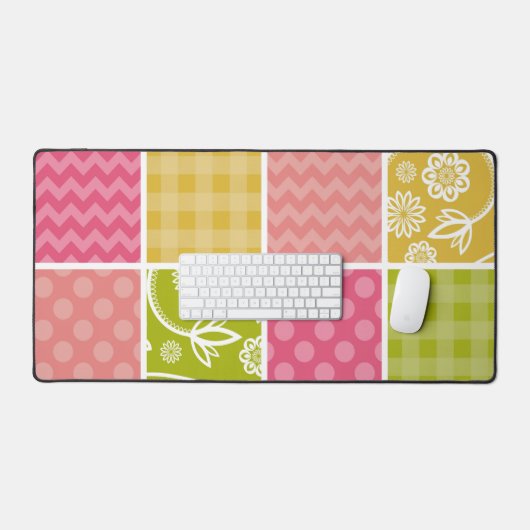 Zigzag, Zickzack, Polka Dots, Gingham, Patchwork Schreibtischunterlage (Tastatur & Maus)