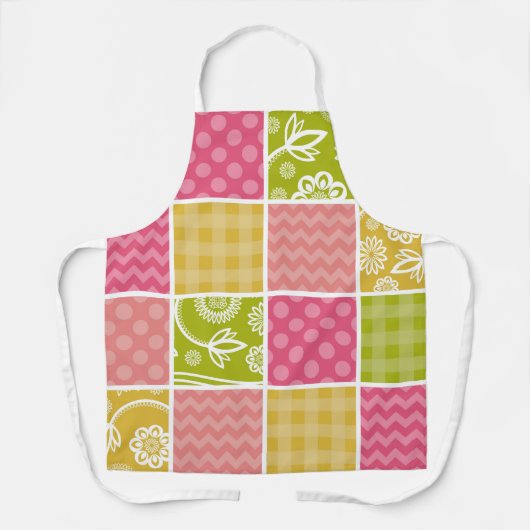 Zigzag, Zickzack, Polka Dots, Gingham, Patchwork Schürze (Vorderseite)