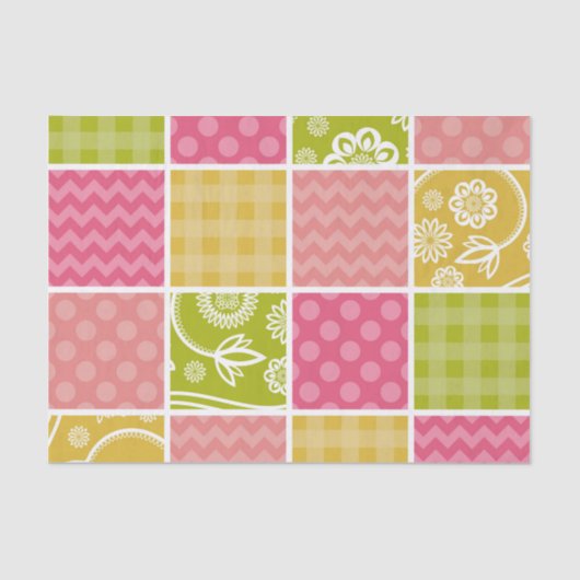 Zigzag, Zickzack, Polka Dots, Gingham, Patchwork Seidenpapier (Vorderseite)