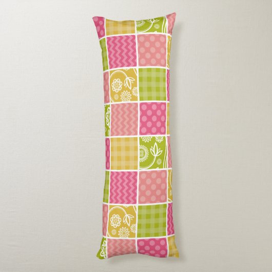 Zigzag, Zickzack, Polka Dots, Gingham, Patchwork Seitenschläferkissen (Rückseite (Vertikal))