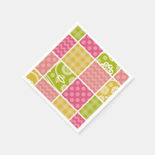Zigzag, Zickzack, Polka Dots, Gingham, Patchwork Serviette (Ecke)