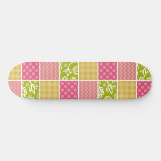 Zigzag, Zickzack, Polka Dots, Gingham, Patchwork Skateboard (Horizontal)