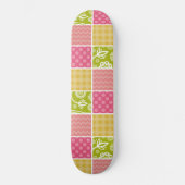 Zigzag, Zickzack, Polka Dots, Gingham, Patchwork Skateboard (Vorderseite)