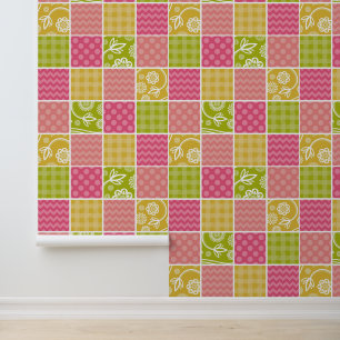 Zigzag, Zickzack, Polka Dots, Gingham, Patchwork Tapete