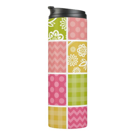 Zigzag, Zickzack, Polka Dots, Gingham, Patchwork Thermosbecher (Nach rechts gedreht)