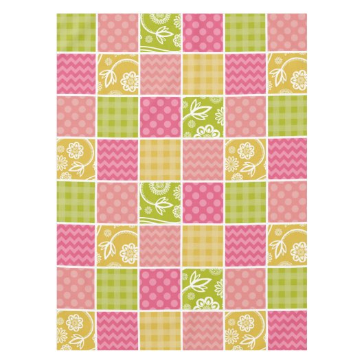 Zigzag, Zickzack, Polka Dots, Gingham, Patchwork Tischdecke (Vorderseite)