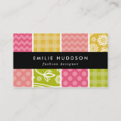 Zigzag, Zickzack, Polka Dots, Gingham, Patchwork Visitenkarte (Vorderseite)