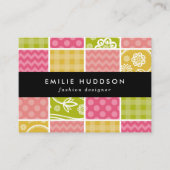 Zigzag, Zickzack, Polka Dots, Gingham, Patchwork Visitenkarte (Vorderseite)