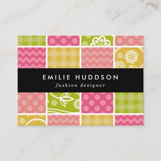 Zigzag, Zickzack, Polka Dots, Gingham, Patchwork Visitenkarte (Vorderseite)