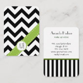 Zigzag, Zickzack, Streifen, Schwarz und Weiß Visitenkarte (Vorne/Hinten)