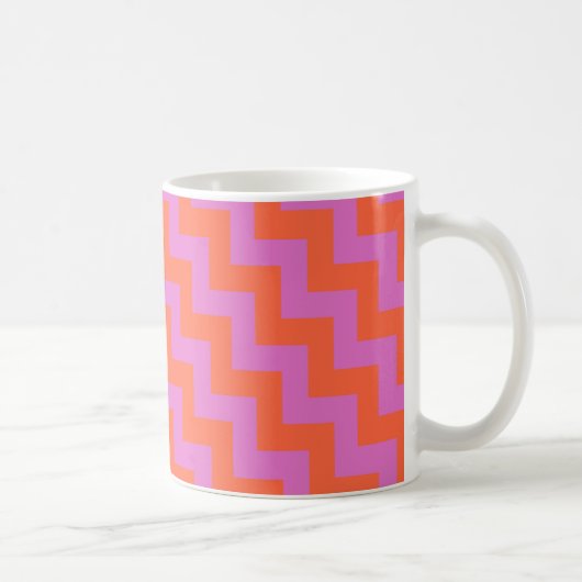 Zigzags Coffee Tasse, Magenta und Orange Chevrons Kaffeetasse (Rechts)