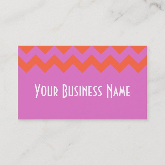 Zigzags Magenta und Orange Chevrons Business Card Visitenkarte (Vorderseite)