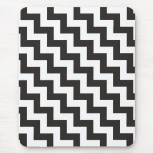 Zigzags Mousepad, Black and White Chevrons Mousepad