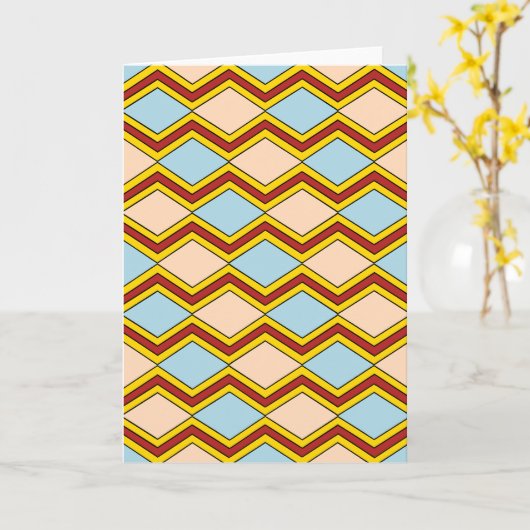 Zigzags und Diamonds Abstrakte Kunst Karte (Gelbe Blume)