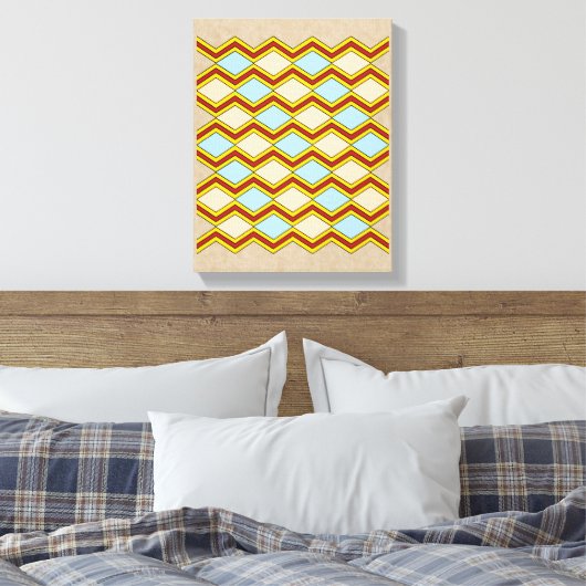 Zigzags und Diamonds Abstrakte Kunst Leinwanddruck (Insitu (Schlafzimmer))