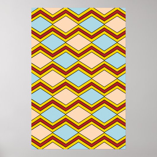 Zigzags und Diamonds Abstrakte Kunst Poster (Vorne)