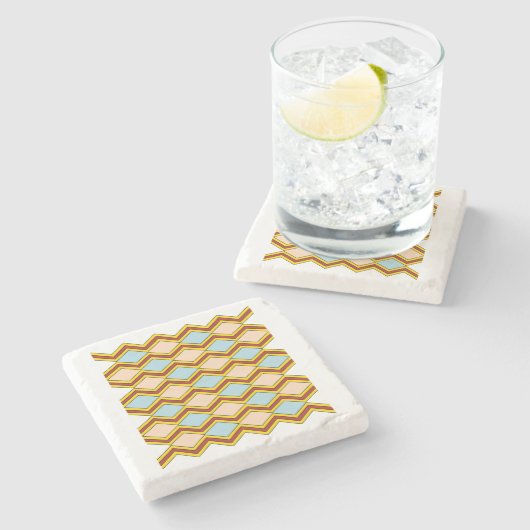 Zigzags und Diamonds Abstrakte Kunst Steinuntersetzer (Seitenansicht)