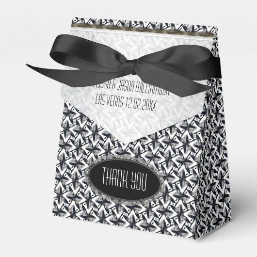 Zigzagy Schwarz-weiß Batik Gastgeschenk Boxes Geschenkschachtel (Vorderseite)