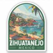 Zihuatanejo Mexico Reisen Kunst Vintag Aufkleber (Vorderseite)