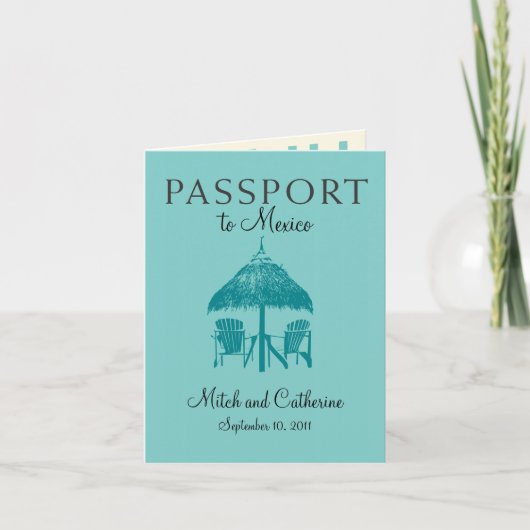 Zihuatanejo Mexico Wedding Passport Einladung (Vorderseite)
