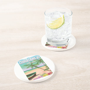 Zihuatanejo Mexikanisches Strandurlaubsposter Sandstein Untersetzer