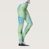 Zikade Botanische Illustrationsmuster Grün Leggings (Rechts)